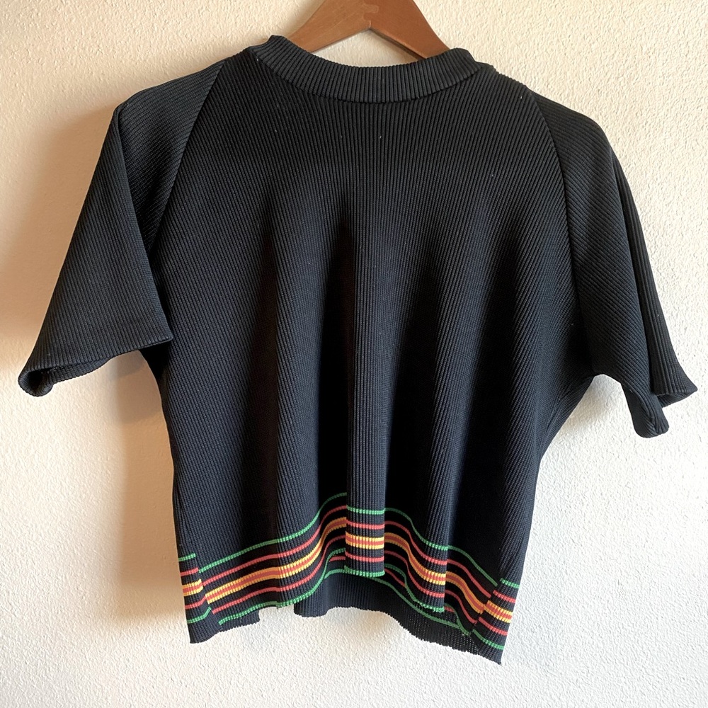 Vintage Black high neck shirt sleeve cropped shirt
